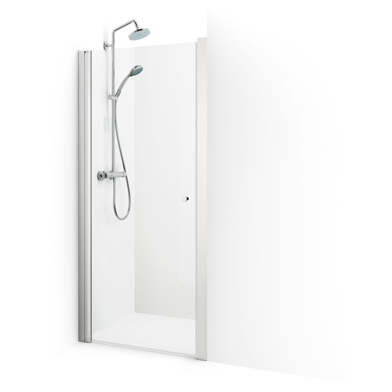 Spirit Nisch 1020-1055 G Ma Kl 1020-1055x1970 mm, Matt Aluminium, Klarglas med Hålgrepp