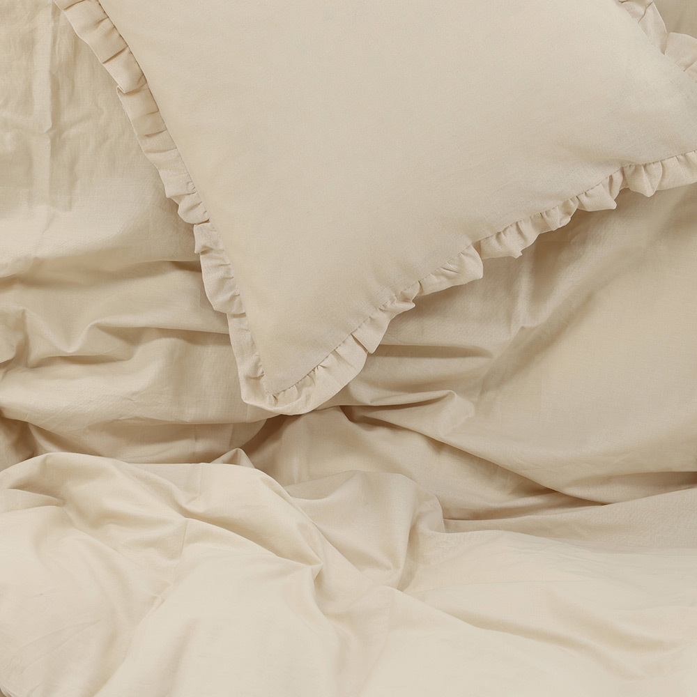 Lias Bed Set Cotton Linen Beige 150x200 cm Färg: Beige, Mått: 150x200 cm