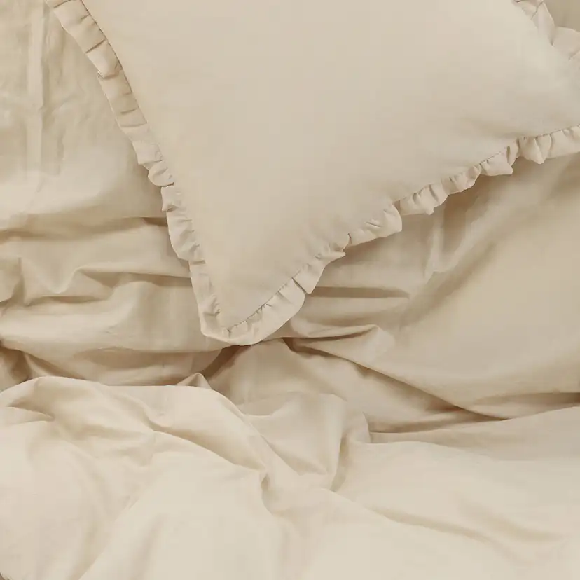 Lias Bed Set Cotton Linen Beige 150x200 cm Färg: Beige, Mått: 150x200 cm