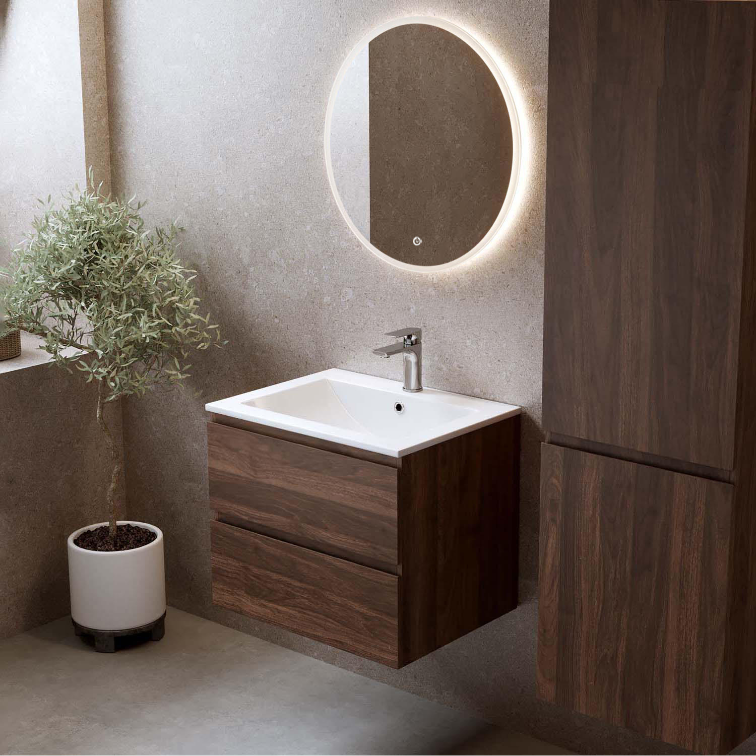 Tvättställsskåp Bathlife Eufori med Tvättställ och Spegel Skina