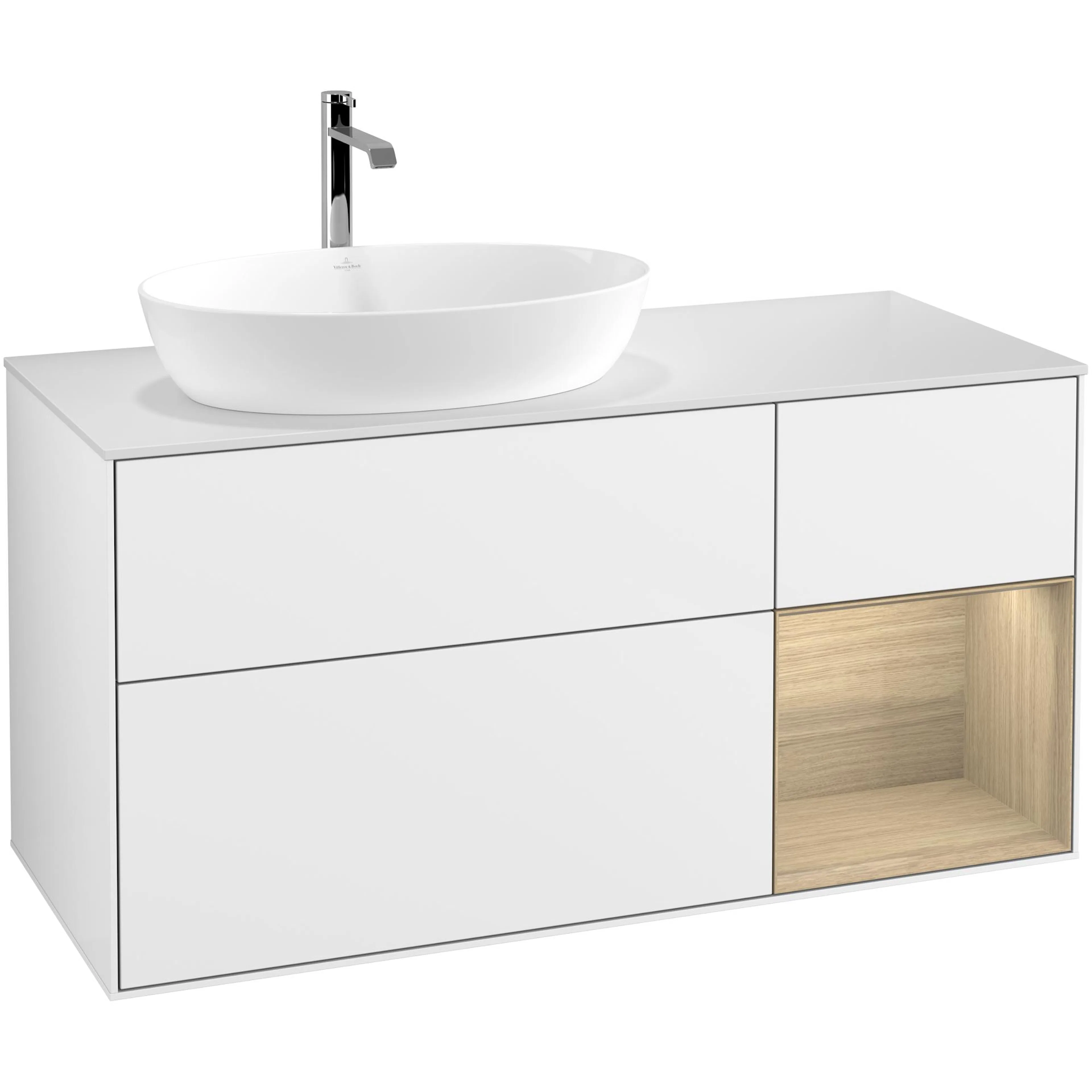 Tvättställsskåp Villeroy & Boch Finion med 3 Lådor Hylla och Bänkskiva för Ocentrerat Tvättställ från Artis & Collaro