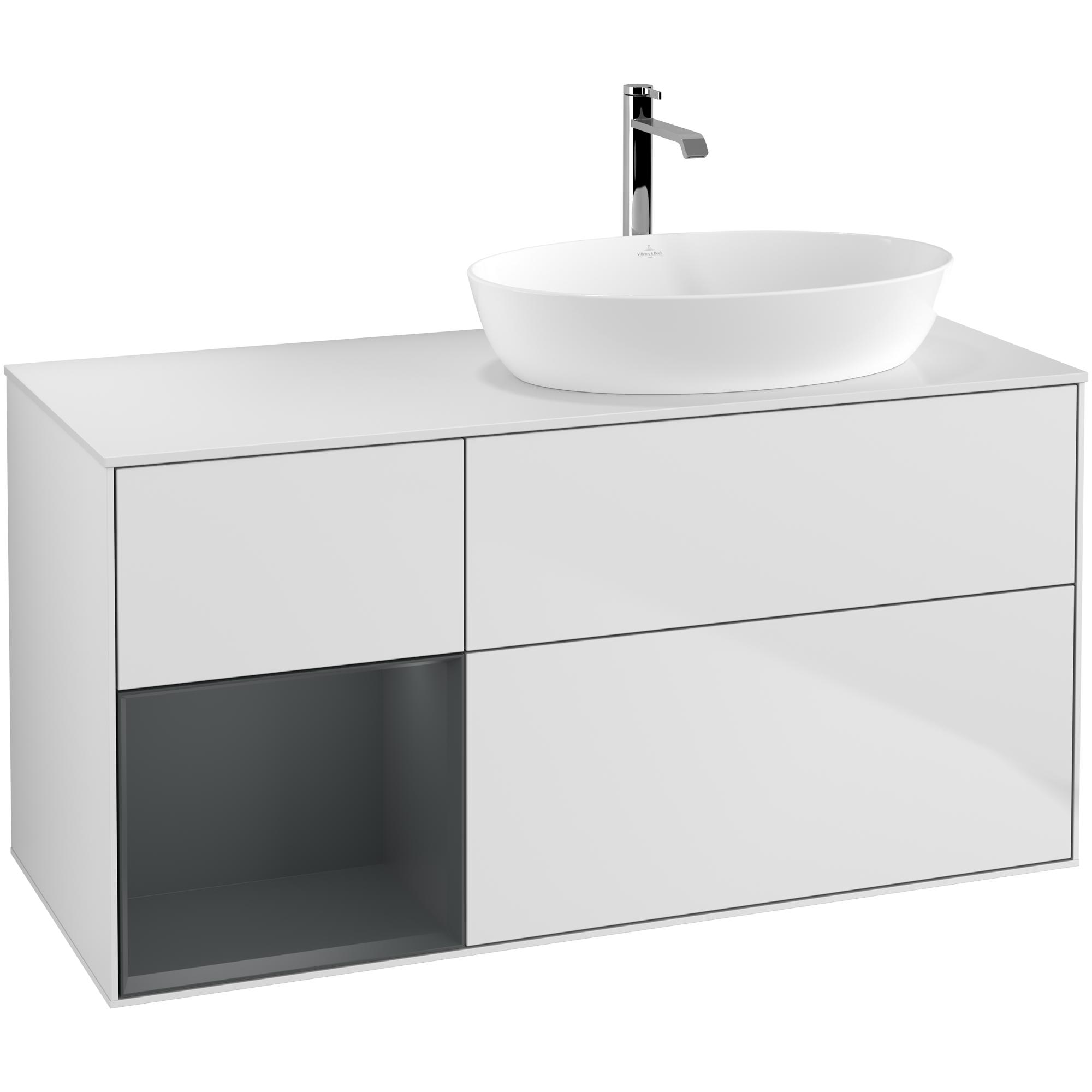 Tvättställsskåp Villeroy & Boch Finion med 3 Lådor Hylla och Bänkskiva för Ocentrerat Tvättställ från Artis & Collaro