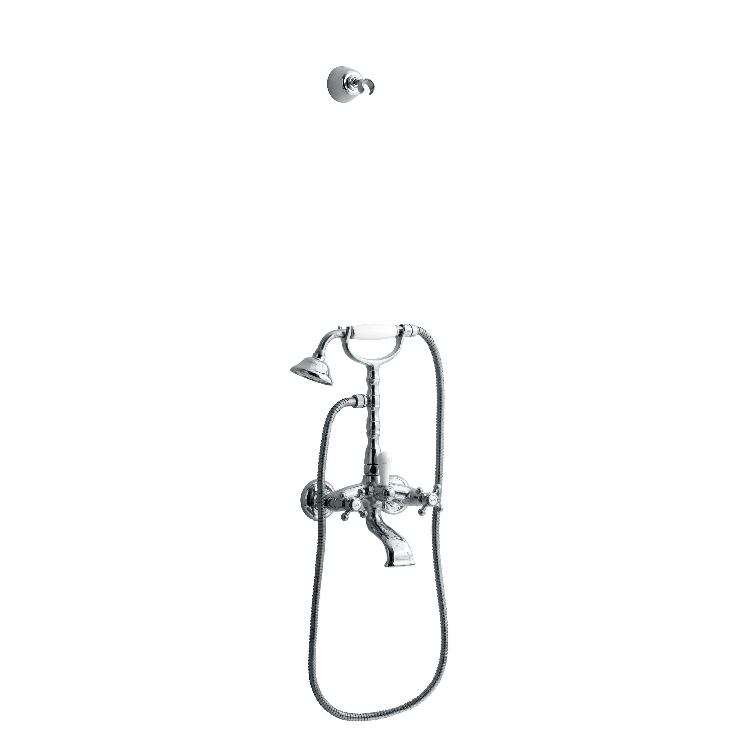 Lavabo Retro 2-grebs badekararmatur med håndbruser krom Krom