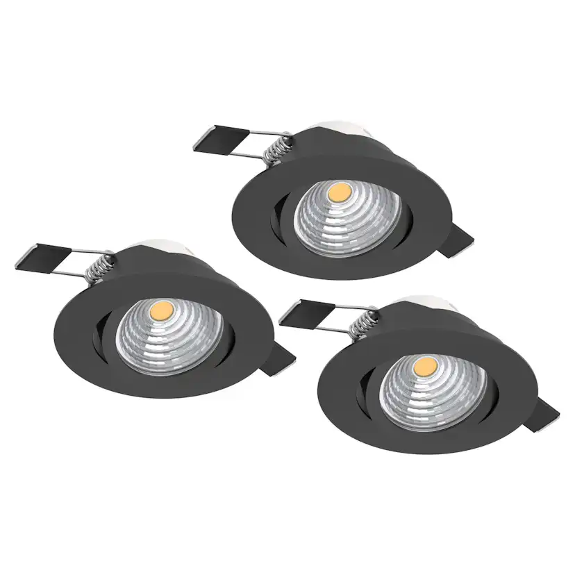 Infälld Lampa Eglo Saliceto 3 st Ø88 mm 2700K Svart