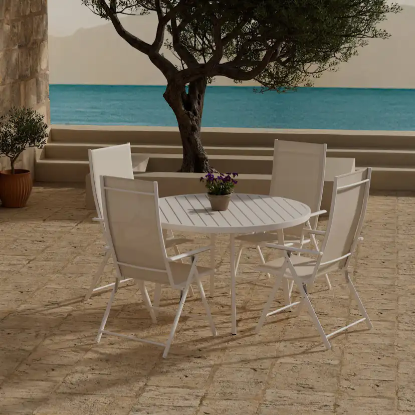 Giardini Table - Beige with 4 Levanzo Chair - Beige Färg: Beige