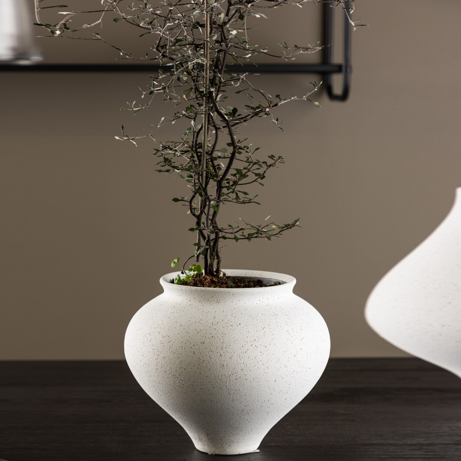 Rellis Vase - White/Black Dots - D11*H18*B18cm Vit