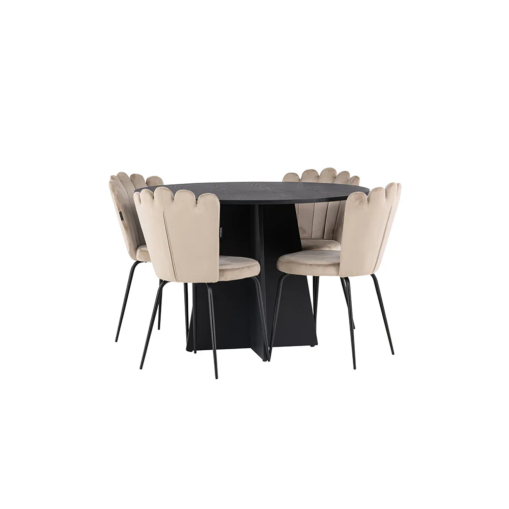 Matgrupp Venture Home Bootcut Ø110 cm med 4 Limhamn Light Stolar