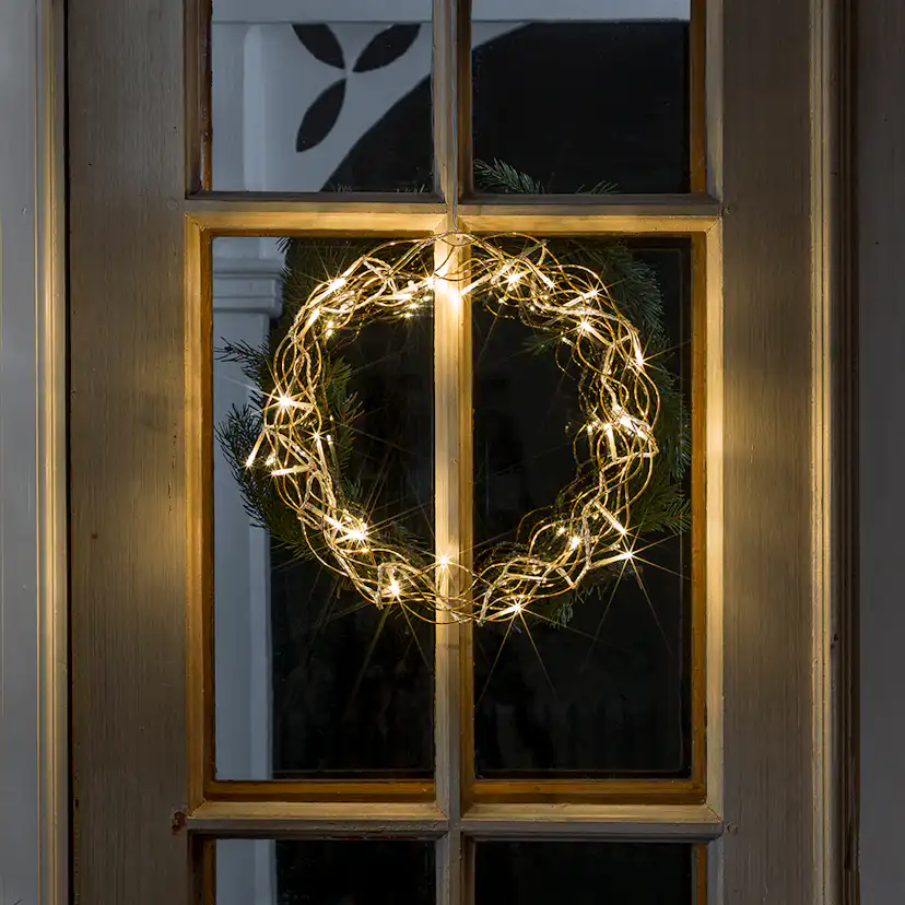 Krans 30 varmvita LED 32cm metall guld 24V/IP20 Guld