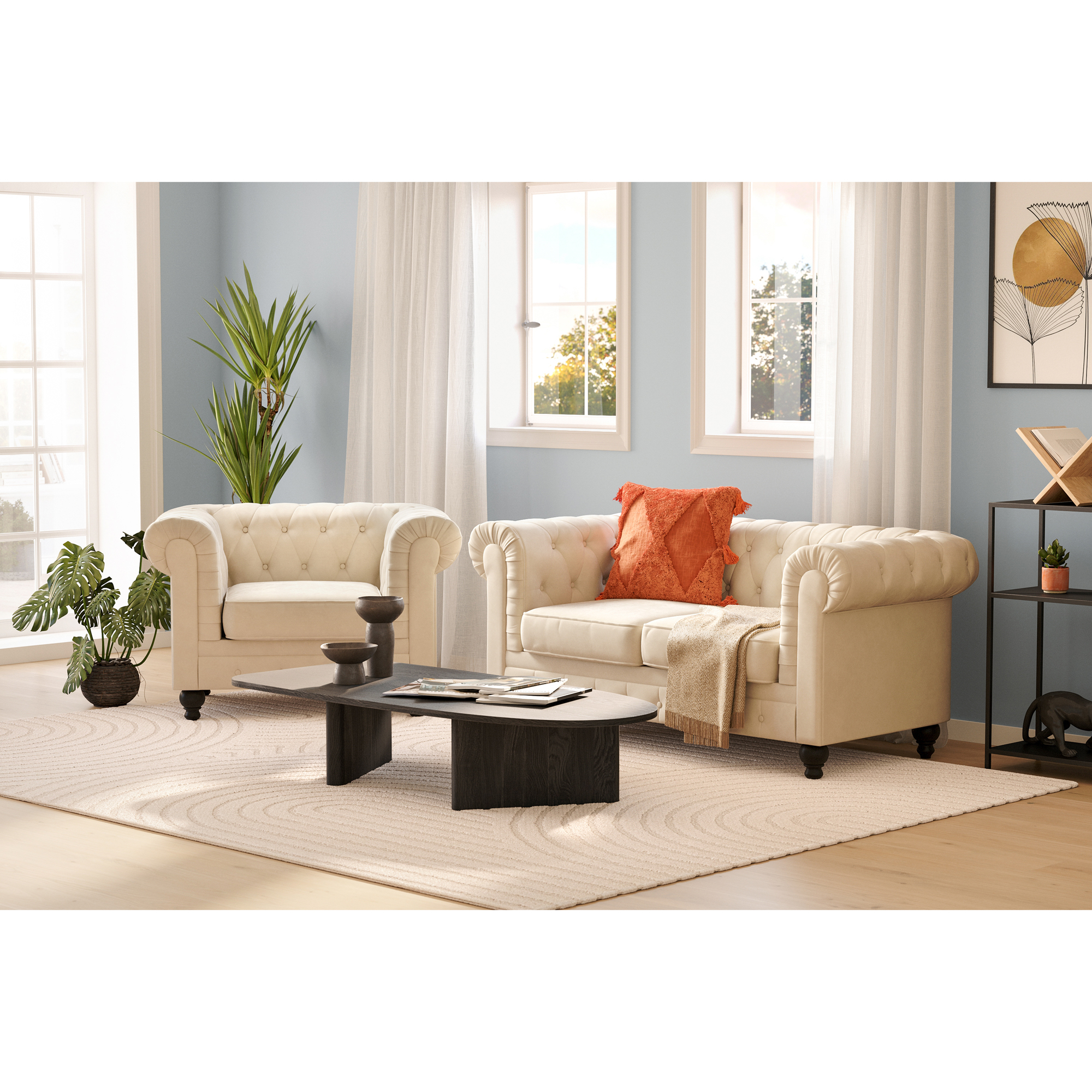 Soffgrupp Manor House Chesterfield Lyx 2-sits med Fåtölj