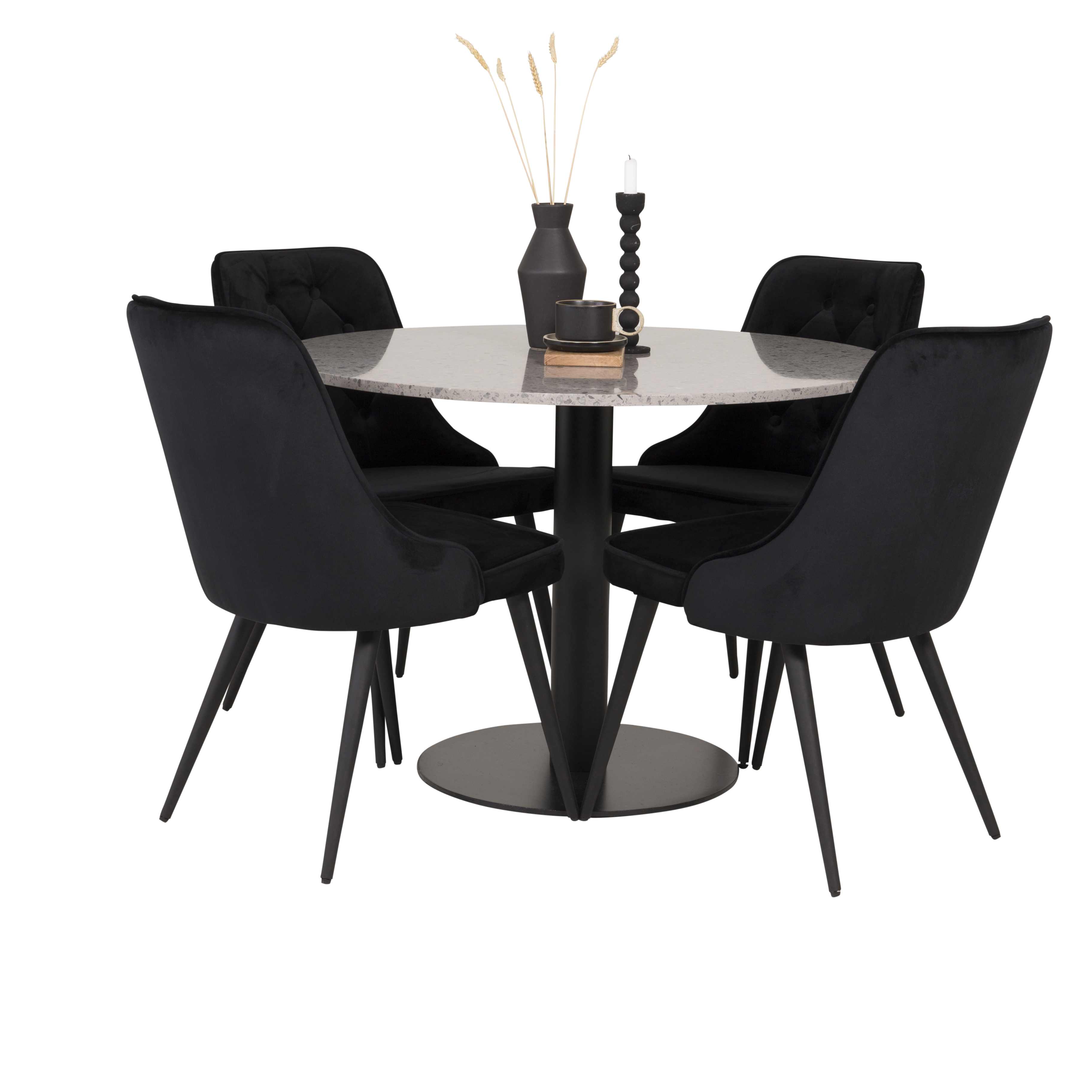 Matgrupp Venture Home Roxanna Grå Bord med 4 Vera Stolar Sammet