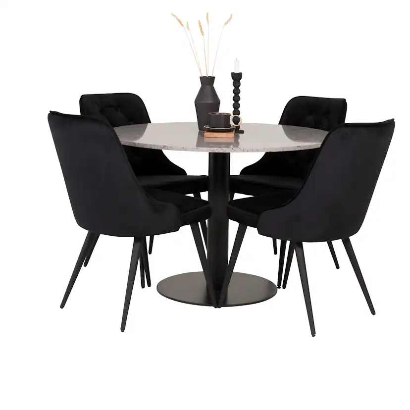 Matgrupp Venture Home Roxanna Grå Bord med 4 Vera Stolar Sammet