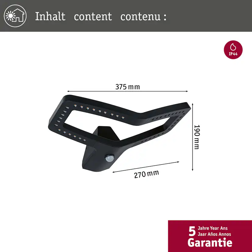 Fasadbelysning LED Paulmann Alara med Skymningsstyrd rörelsedetektor IP44 230V