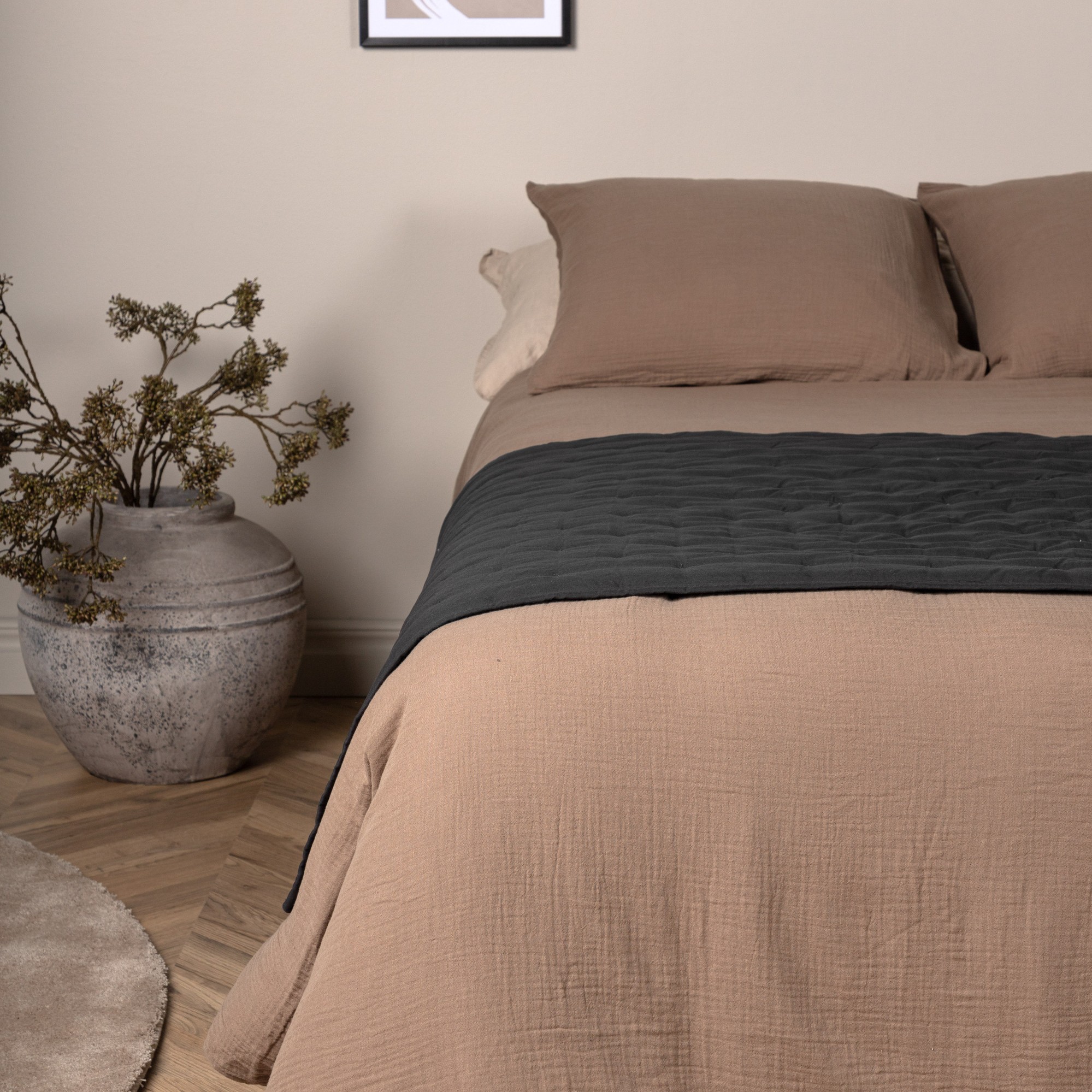 Sally Bedspread Microfiber - Antracit / - 180*80 Antracit, Mått: 180x80 cm