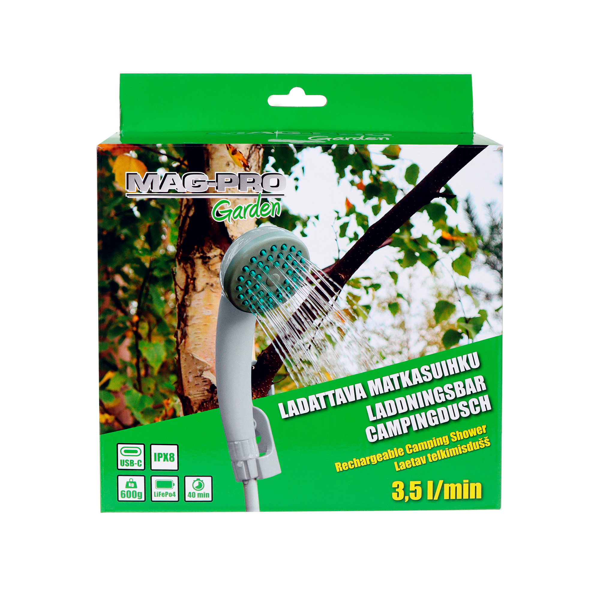 Utedusch Mag-Pro Uppladdningsbar IPX8 Vit