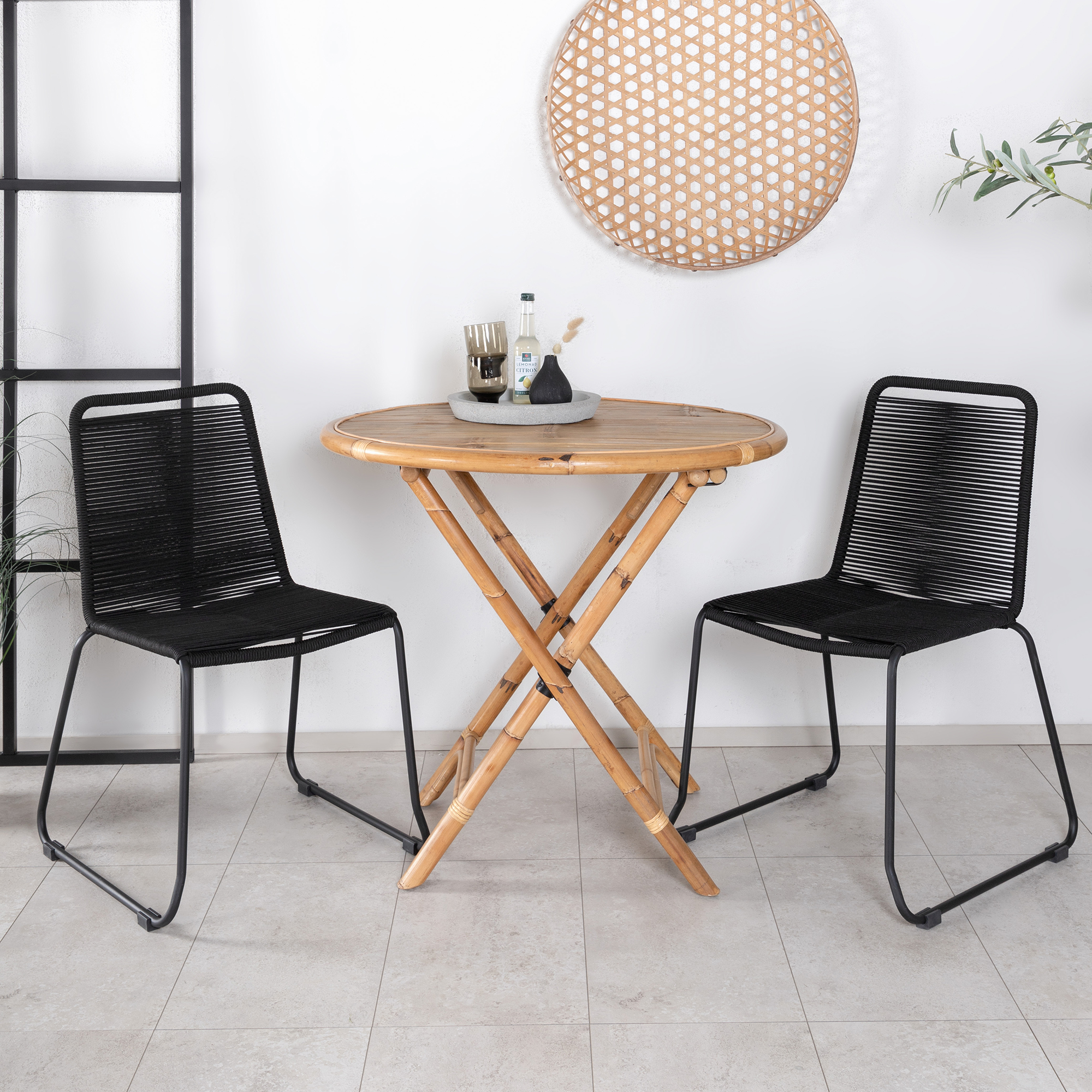 Cafégrupp Venture Home Cane med 2 Lindos Trädgårdsstolar Utomhus