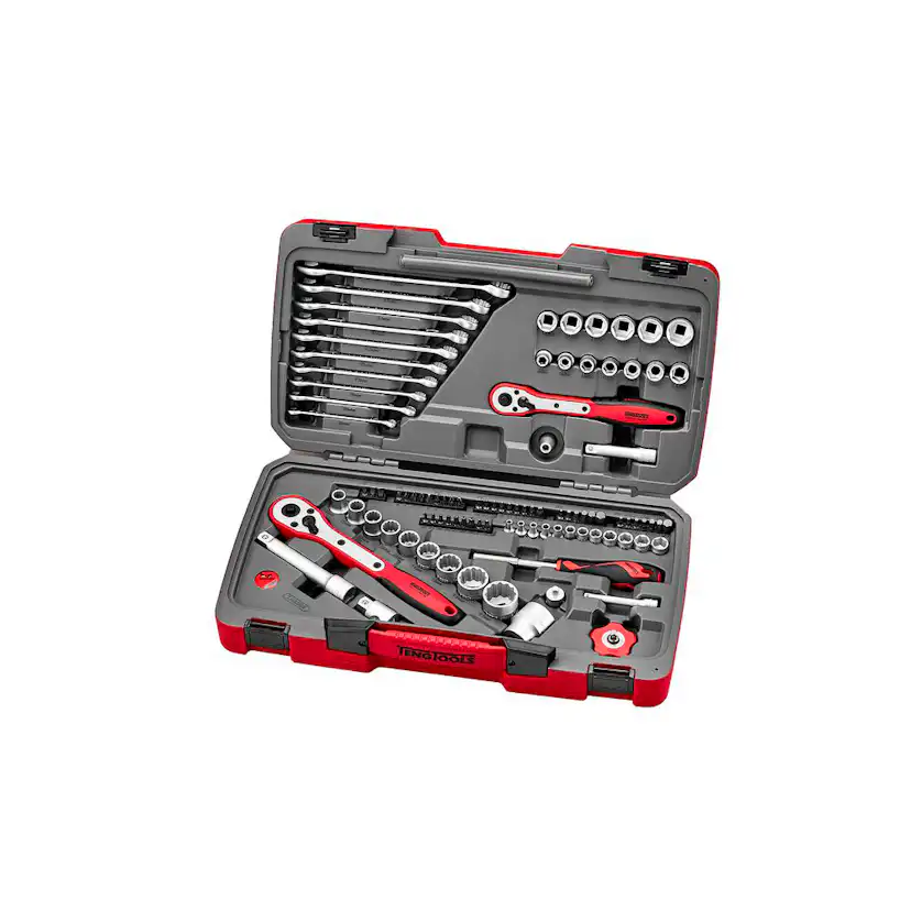 Hylsnyckelsats Teng Tools TMX098 med 98 delar (1/4 tum, 3/8 tum och 1/2 tum fäste)