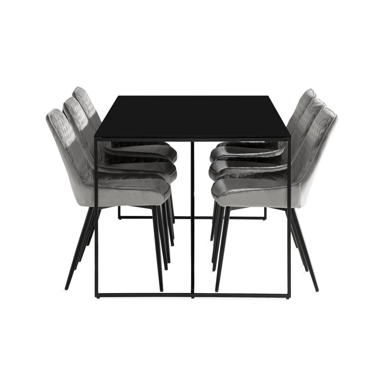 Matgrupp Basic Home Indy Rektangulärt Matbord 180 cm med 6 Hennebyn Matstol