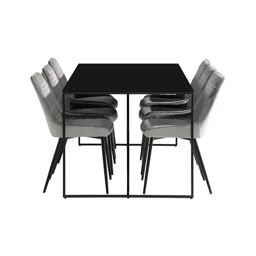 Matgrupp Basic Home Indy Rektangulärt Matbord 180 cm med 6 Hennebyn Matstol