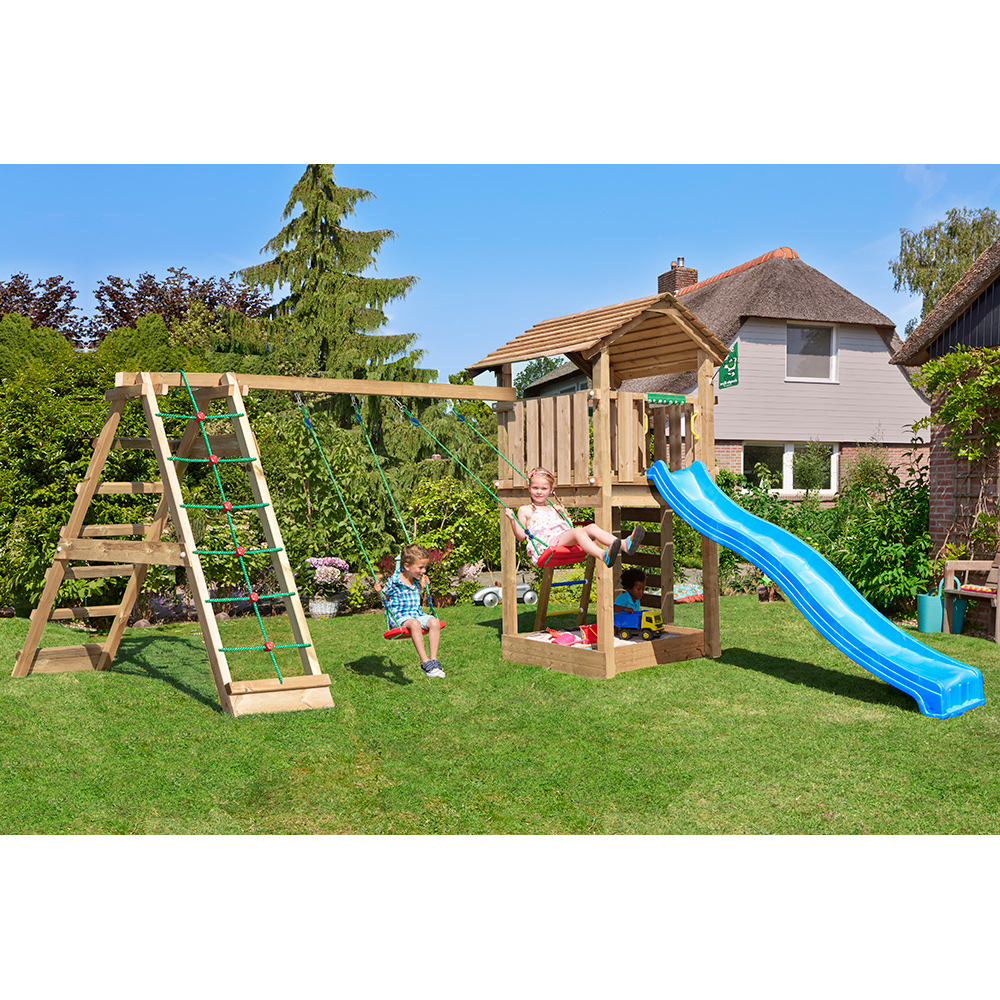 Lektorn Jungle Gym Mansion 2.1 Klättermodul Blå Rutschkana & Sand