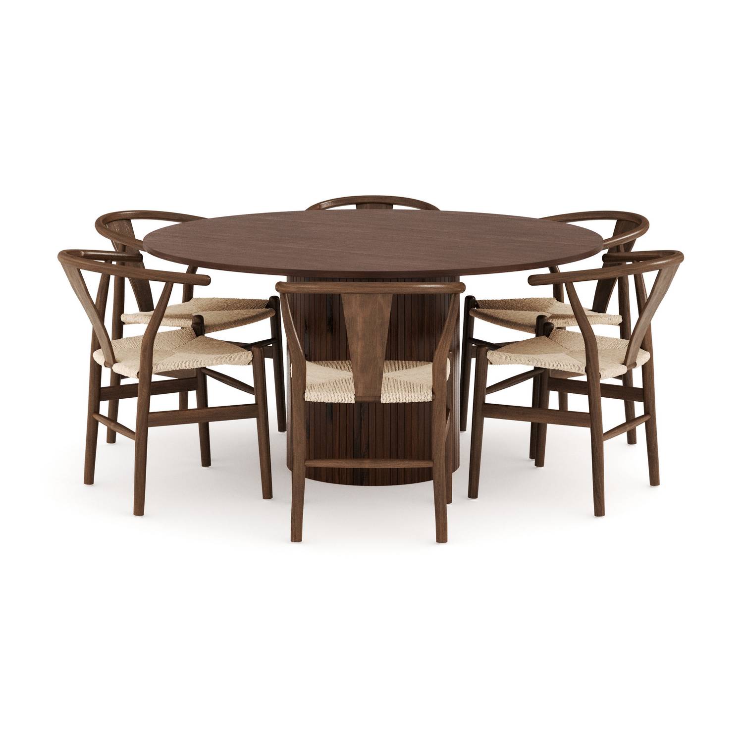 Matgrupp Bark Kopparbo Runt Matbord 150 cm med 6Dastoori Matstol