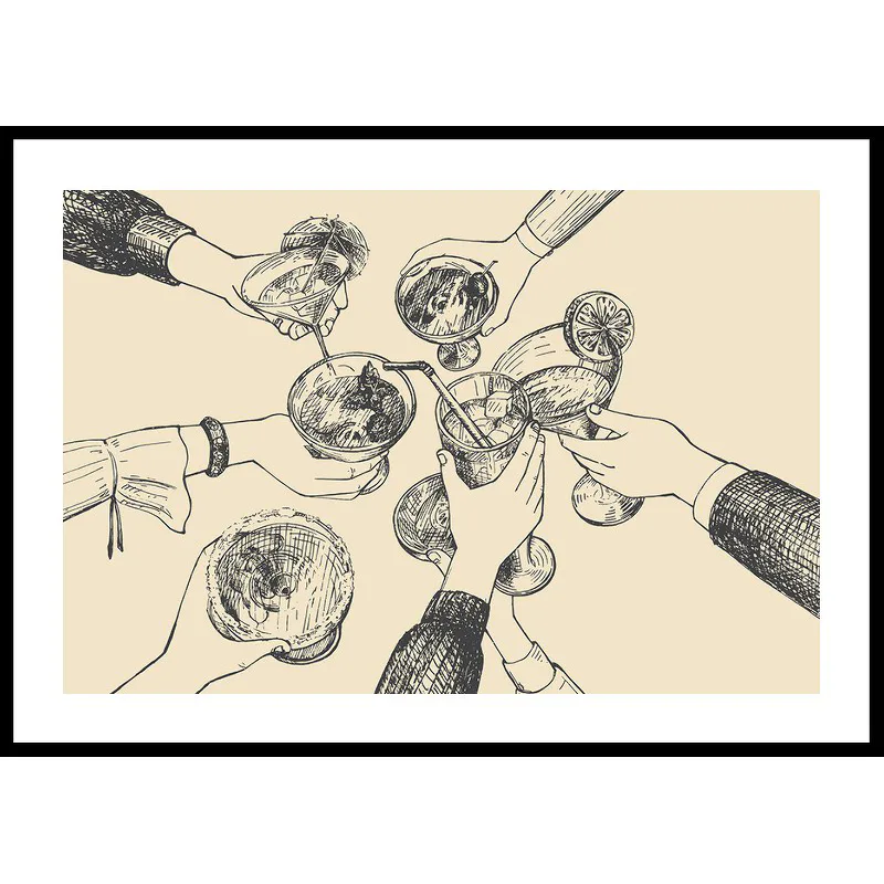 Vintage Drinks Drawing 30x40 30x40 cm