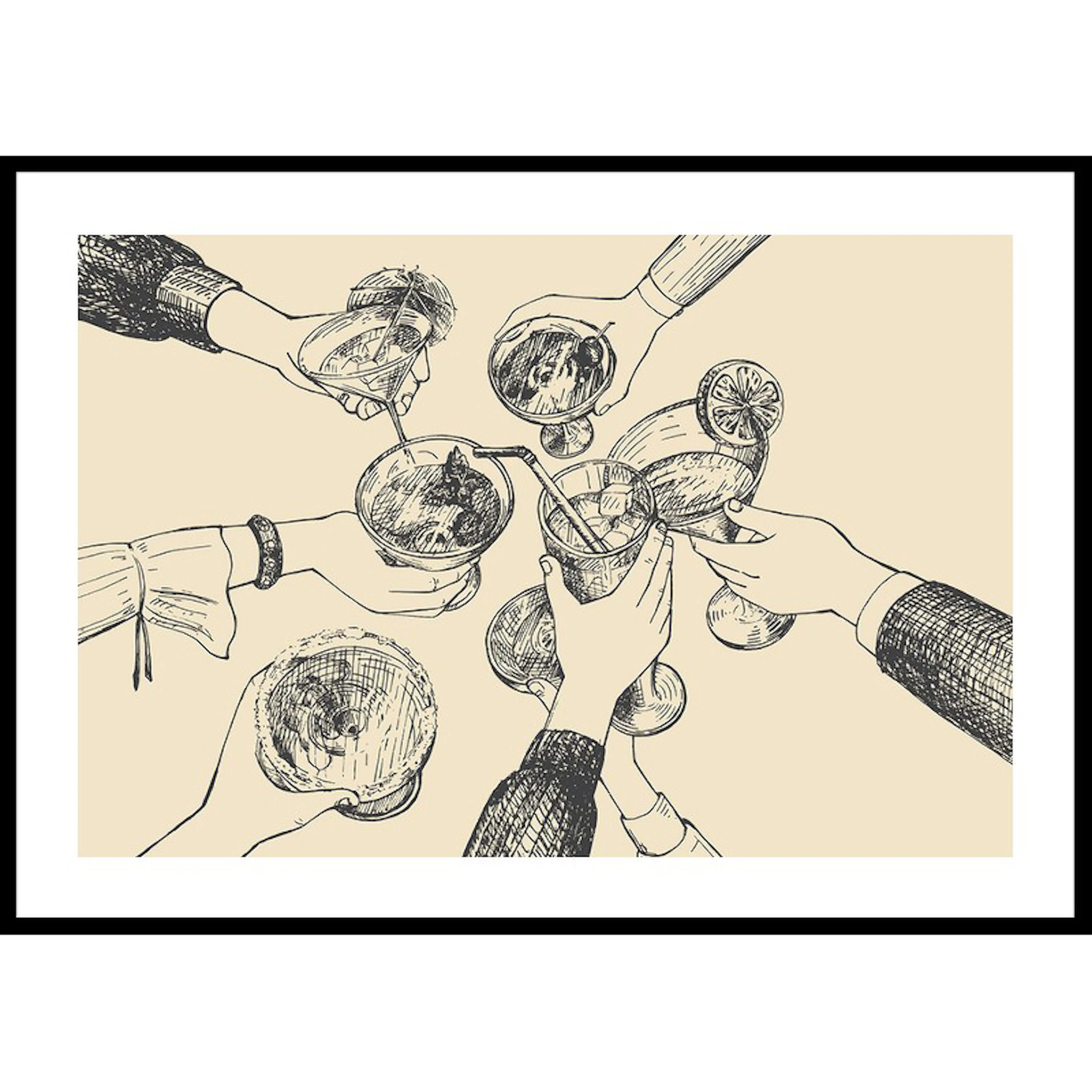 Vintage Drinks Drawing 30x40 30x40 cm