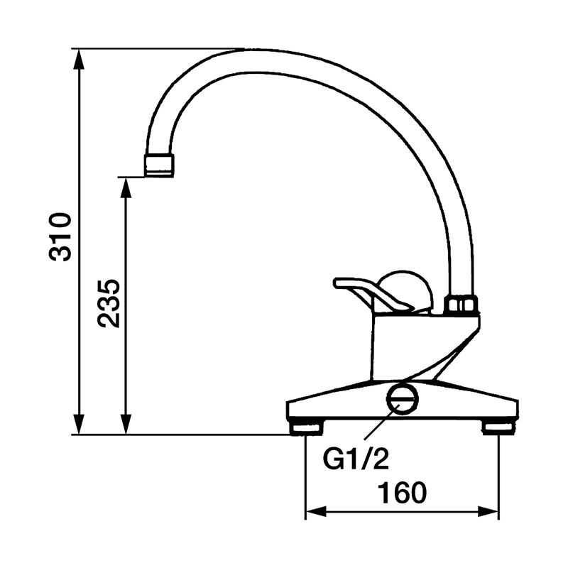Köksblandare FM Mattsson 9000 Hög Blandare Krom med Svängbar Pip 340 mm