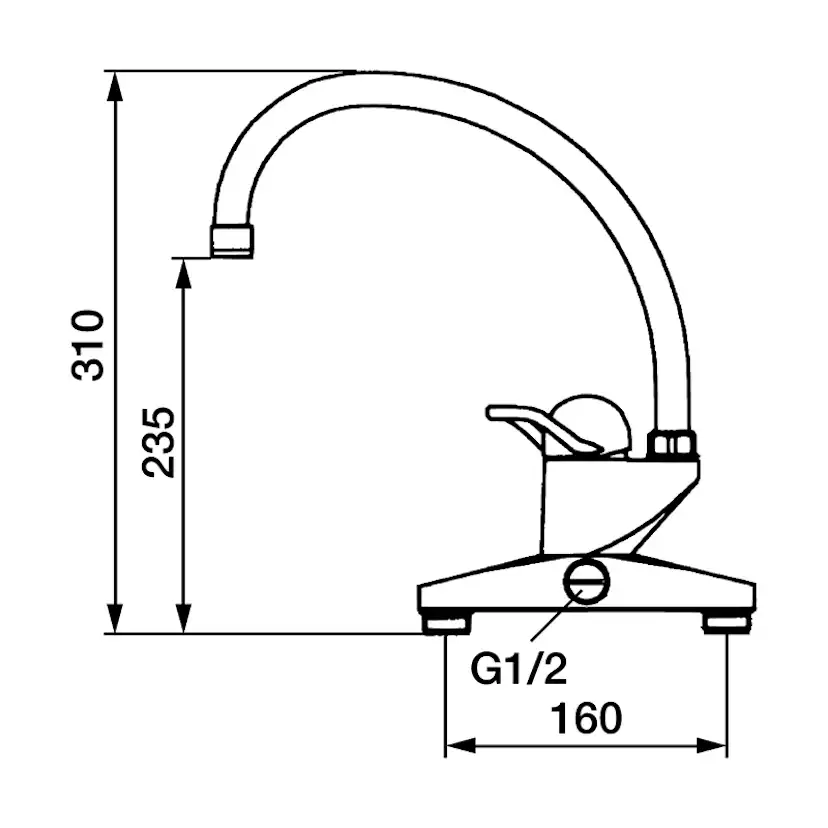 Köksblandare FM Mattsson 9000 Hög Blandare Krom med Svängbar Pip 340 mm