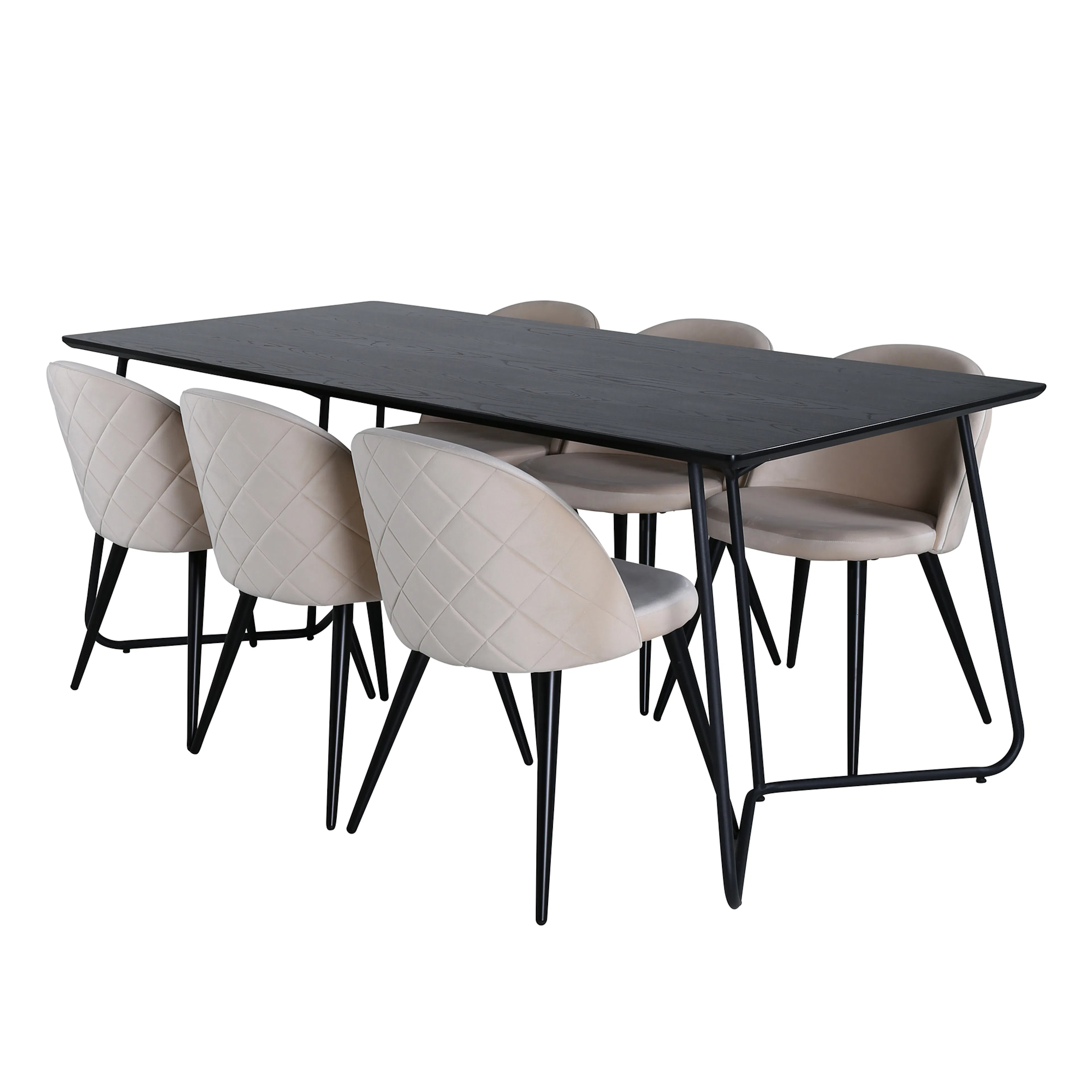 Pippi Dining Table - Black / Black Veneer+Velvet Stitches Ch Svart
