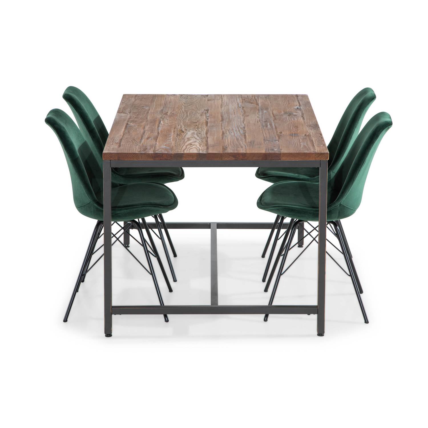 Matgrupp Bloomington Wilmer Rektangulärt Matbord 140 cm med 4 Shell Matstol Sammet