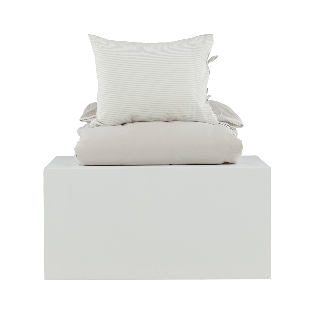 Jenna Bed Set Linen Cotton Light Grey 150x200 cm Färg: Ljusgrå, Mått: 150x200 cm