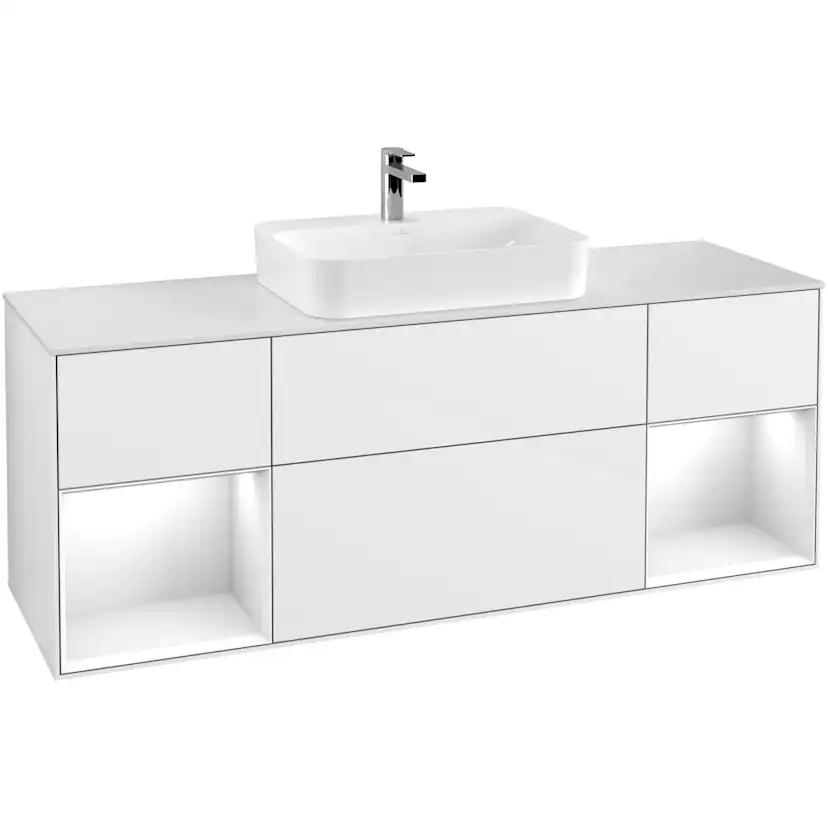 Tvättställsskåp Villeroy & Boch Finion med Två Hyllor och Bänkskiva för Ytmonterat Tvättställ