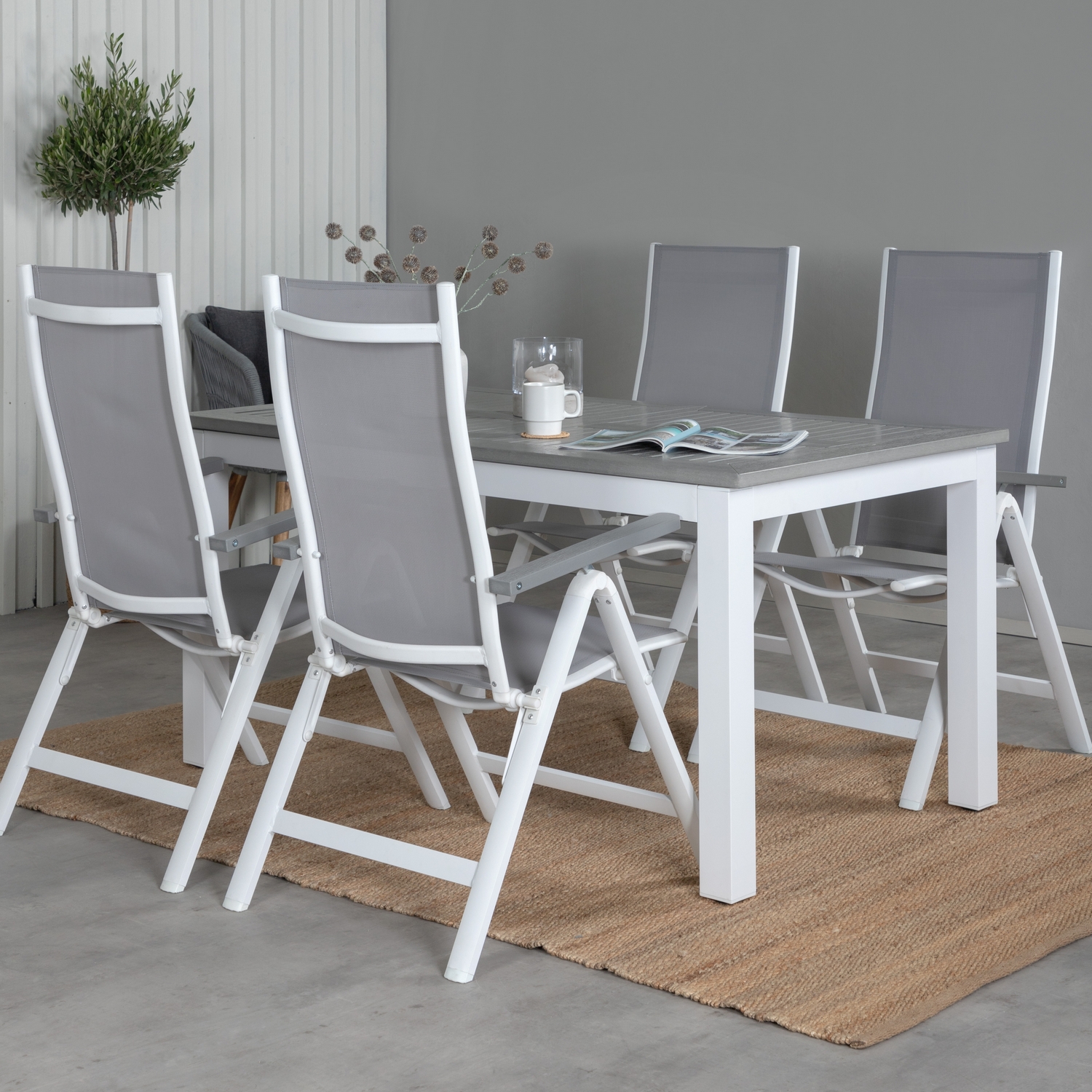 Matgrupp Venture Home Aleyna 152 Vit med 4 Aleyna Positionsstolar