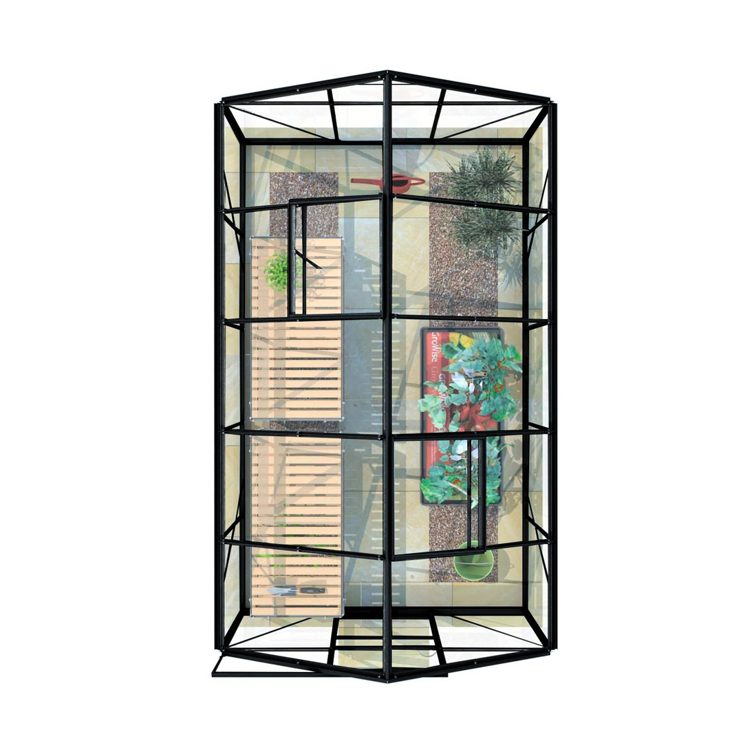 Lykke Växthus Glas 6,2m2, svart BxH: 320,3x192,5 cm