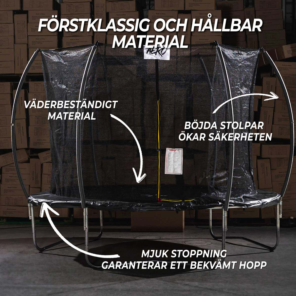 Studsmatta React Aero med Skyddsnät 3,66 m