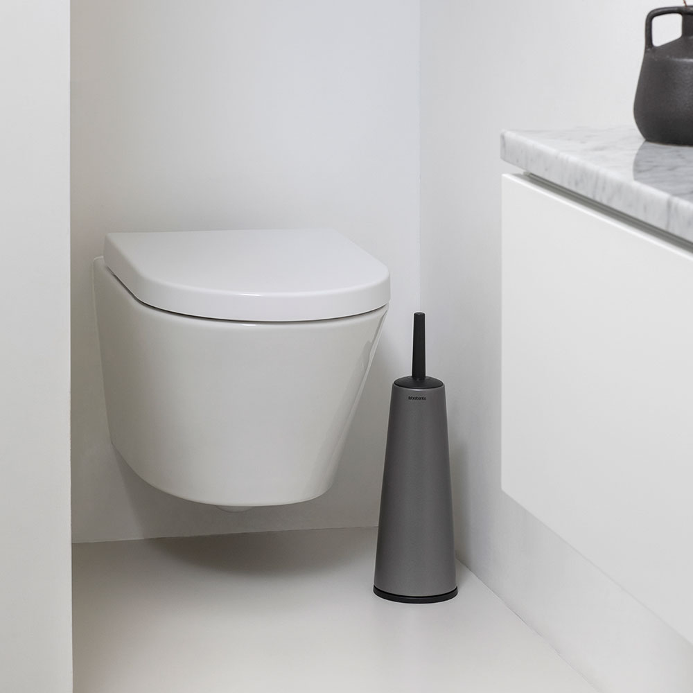 Toalettborste Brabantia med hållare för golv med plasthandta Färg: Platinum