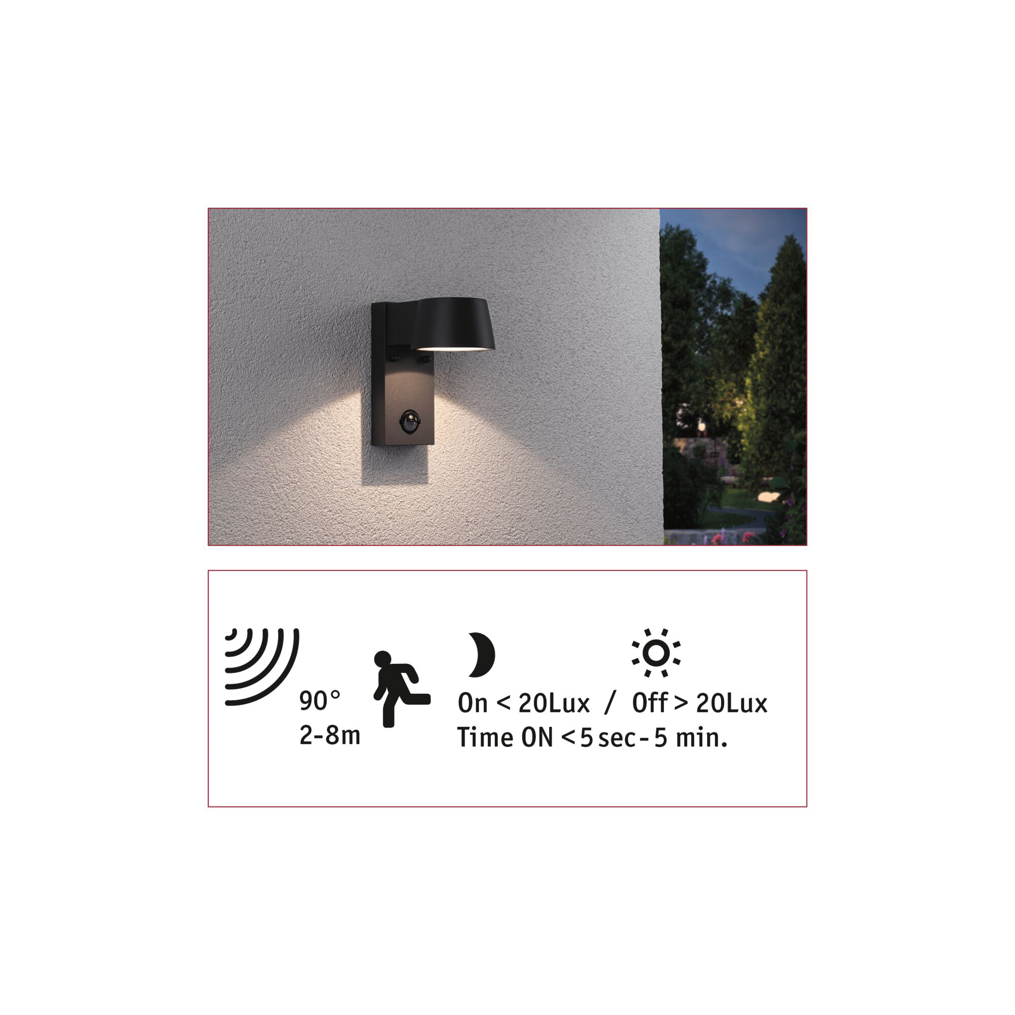 Fasadbelysning LED Paulmann Capea IP44 230V Design: med Skymningsstyrd Rörelsedetektor, Ljus: Soft White