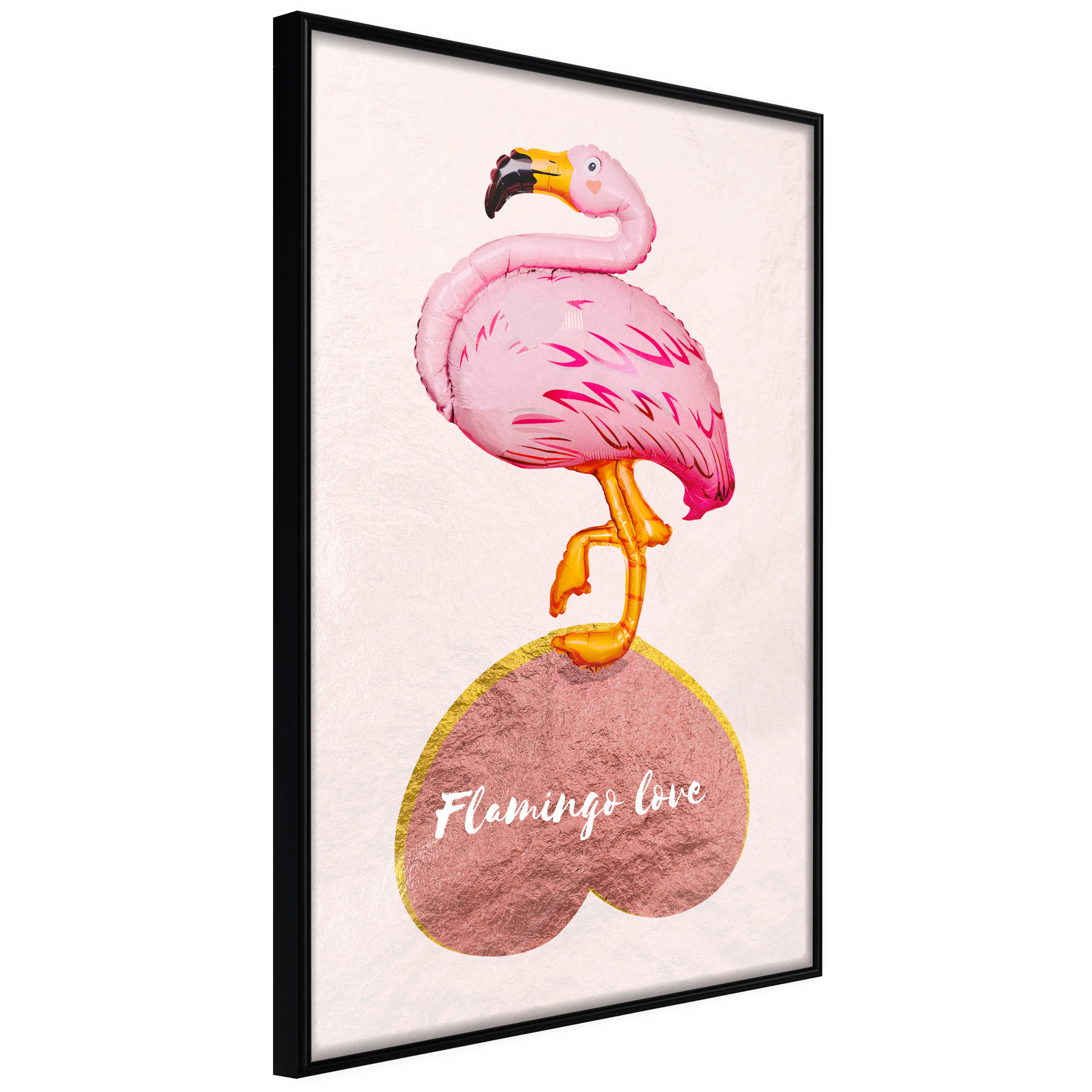 Affisch - Flamingo in Love [Poster] 30x45 Svart ram, 30x45 cm
