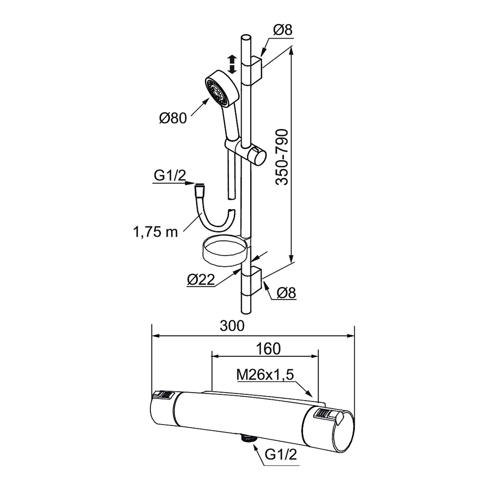 Duschset Mora MMIX Shower Kit 160 cc
