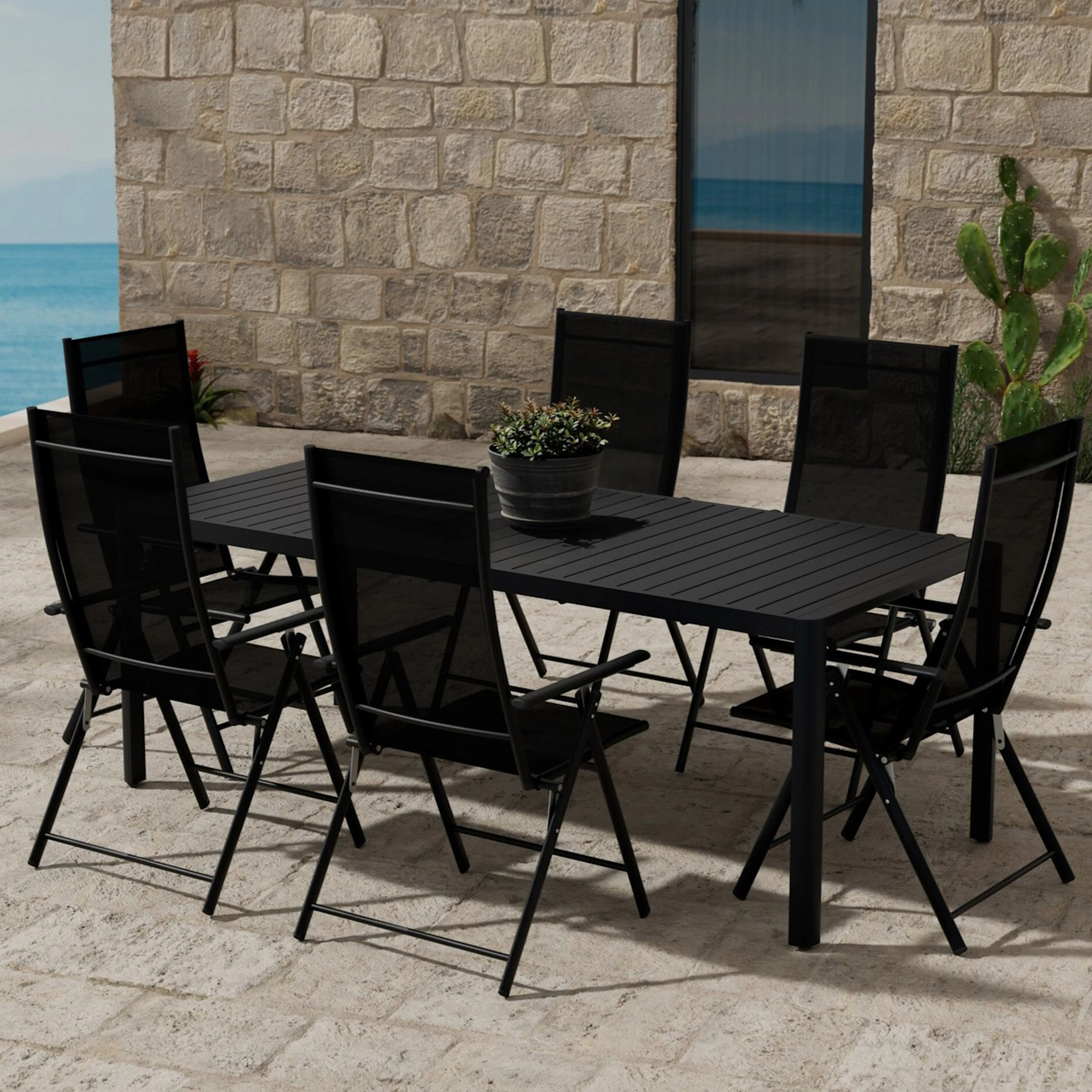 Giardini Table - Black with 6 Levanzo Chair - Black Färg: Svart