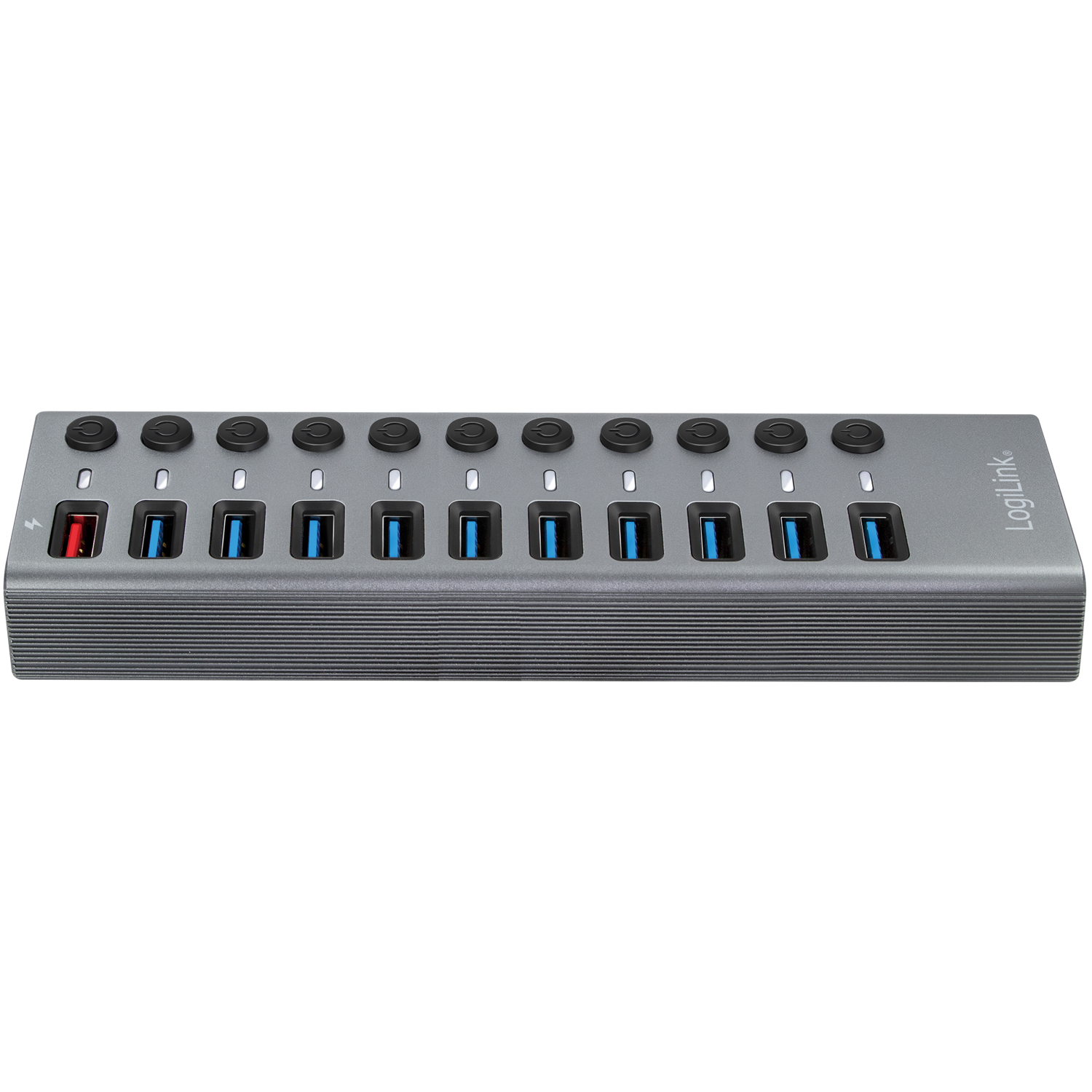 USB-hub LogiLink 10+1-port med Separata På/Av-knappar USB 3.2 Gen 1