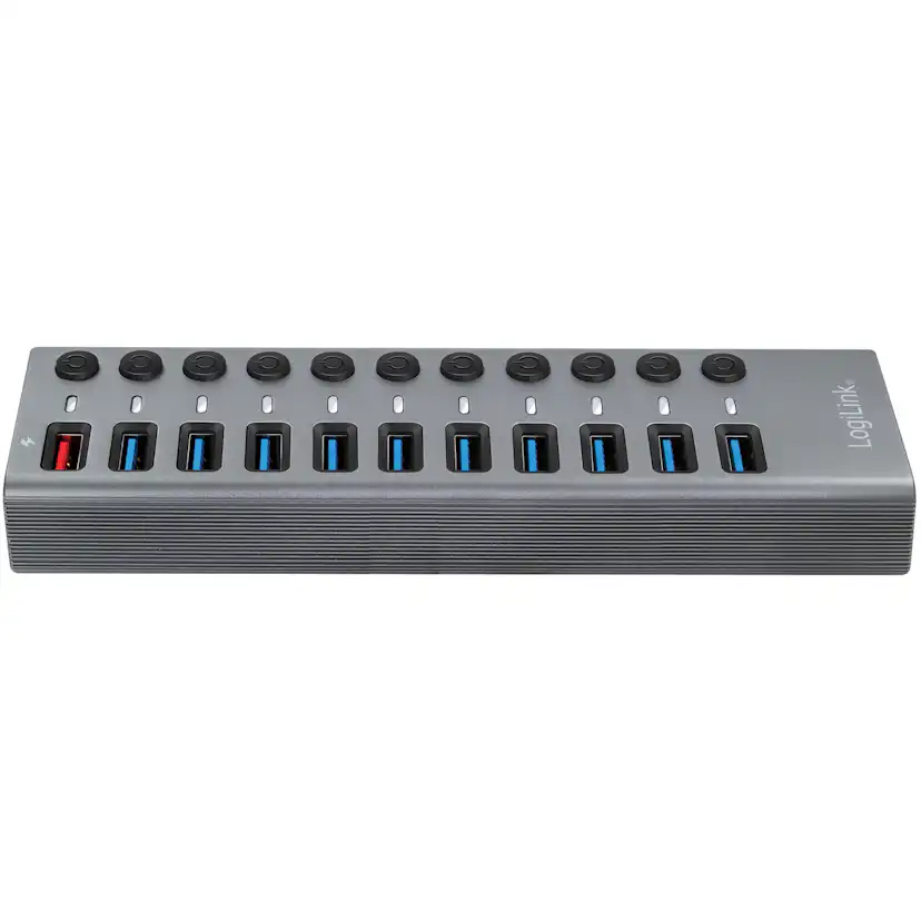 USB-hub LogiLink 10+1-port med Separata På/Av-knappar USB 3.2 Gen 1