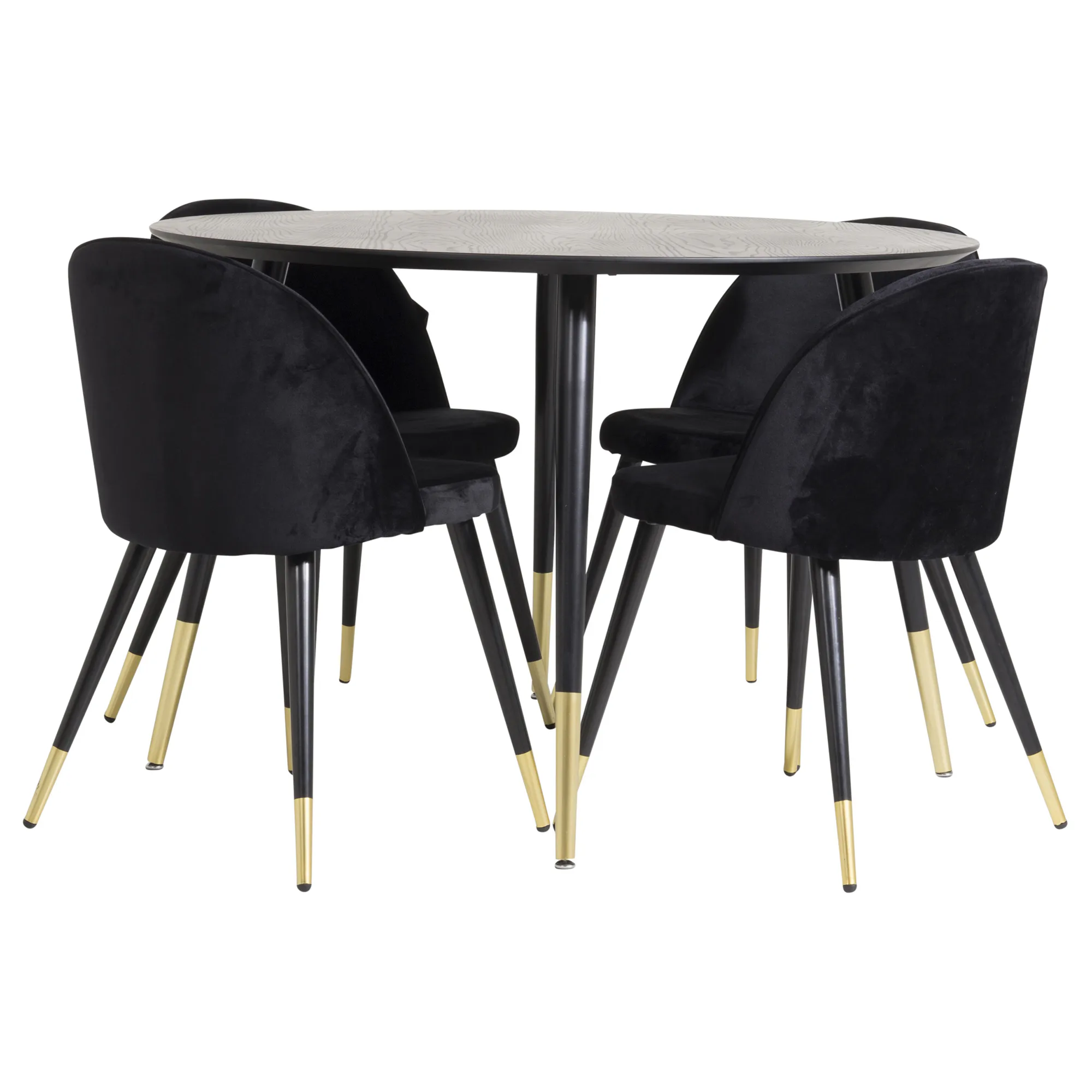Matgrupp Venture Home Dipp Ø115 cm med 4 Velvet Stolar