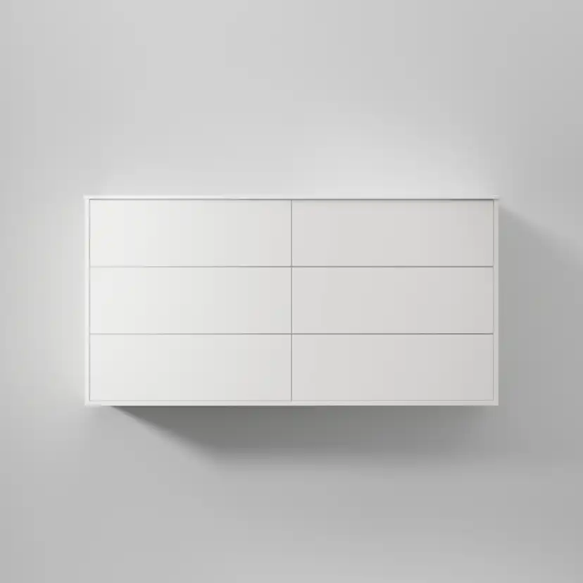 Kommod Terra Solid 140 D, Pure White, 6 Lådor Färg: Pure White, Bredd: 1400 mm