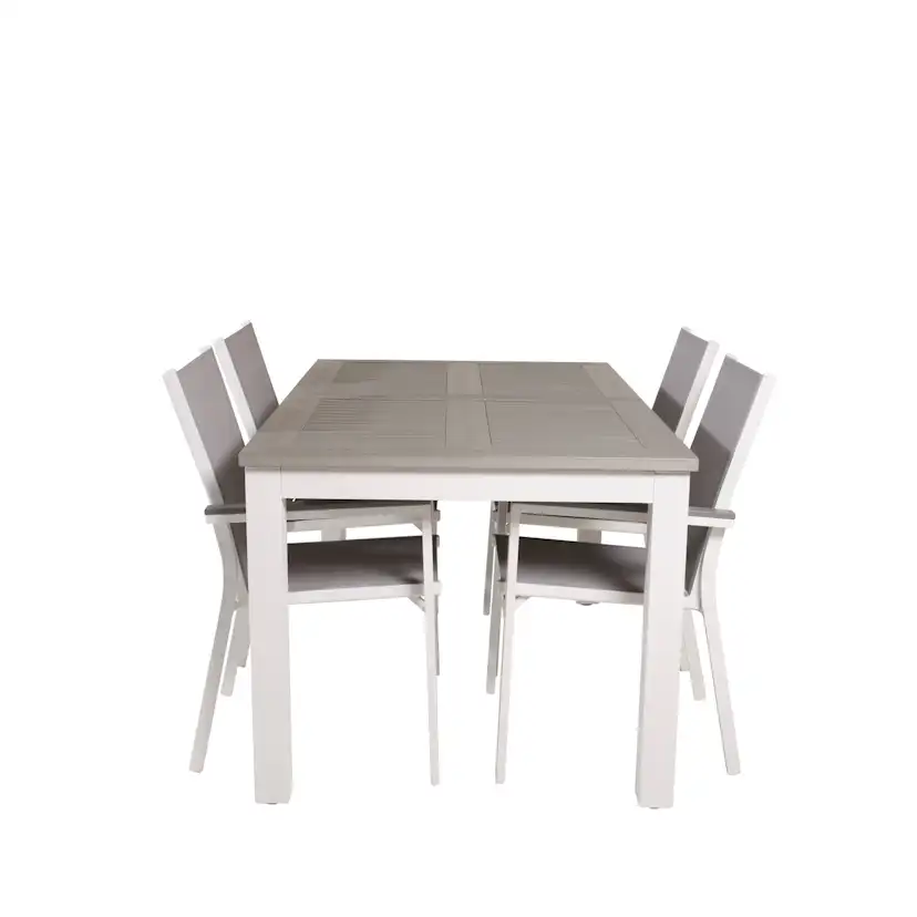 Albany Dining Table 152/210*90 - White Alu / Grey Aintwood+P Vit/Grå
