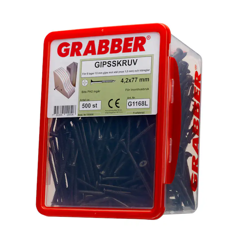 Gipsskruv Grabber mot Stål och Trä
