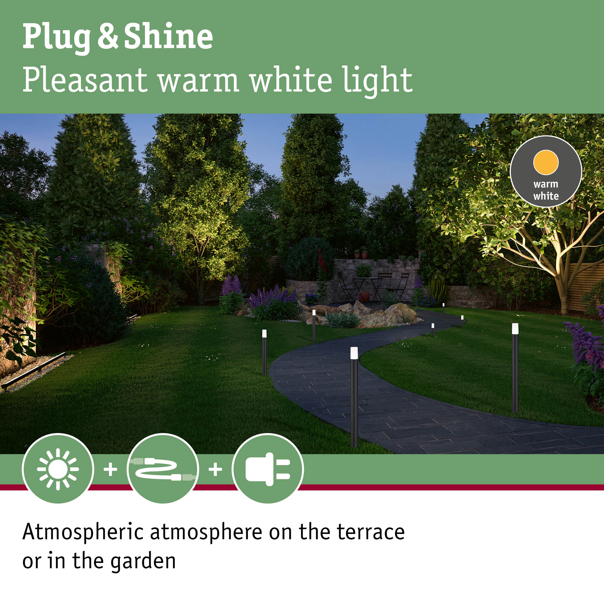 Pollare LED Paulmann Flarea Plug & Shine IP65 24V Höjd: 400 mm