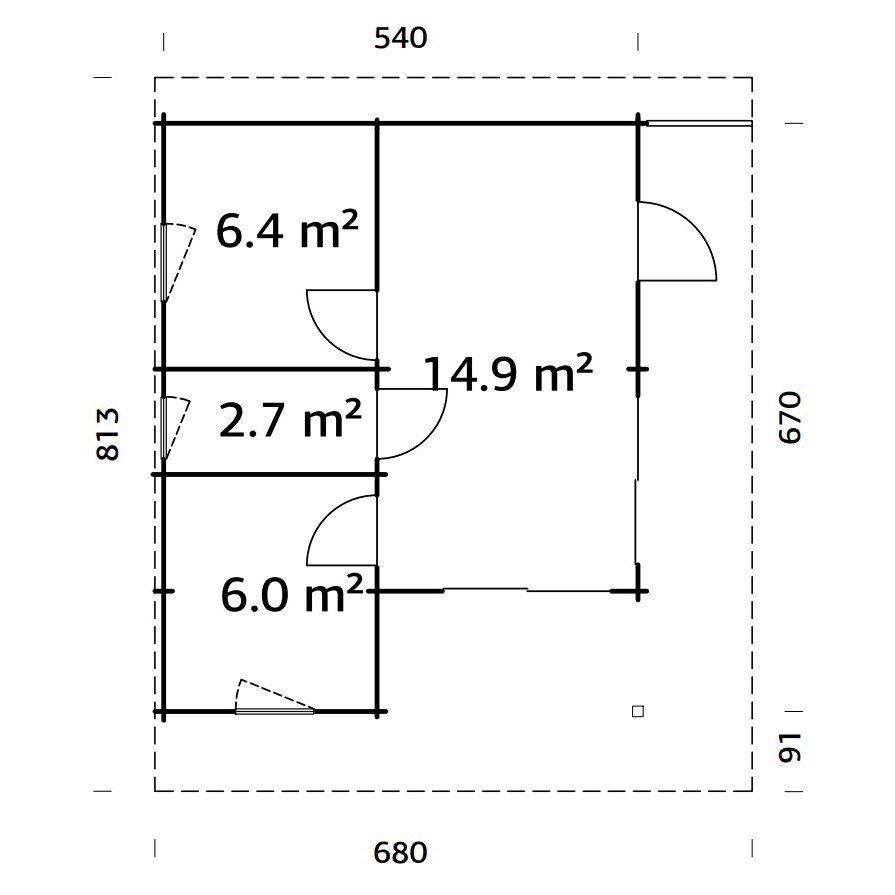 Trädgårdshus Palmako Cecilia 32,4 m2