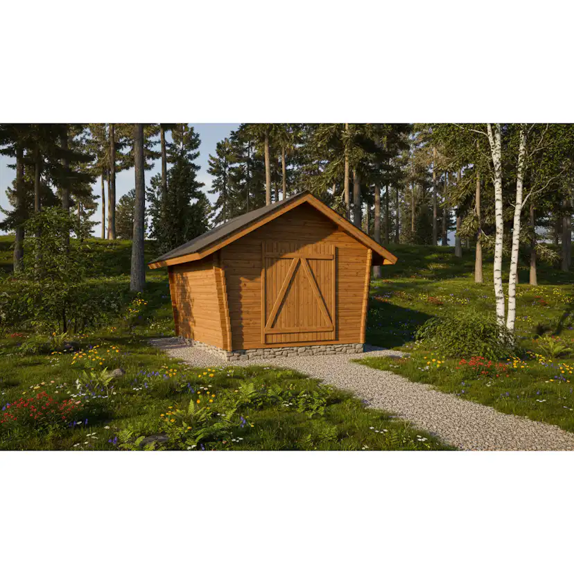 Timmerförråd LP Garden U-M (10m²) Lutande Tät Vägg