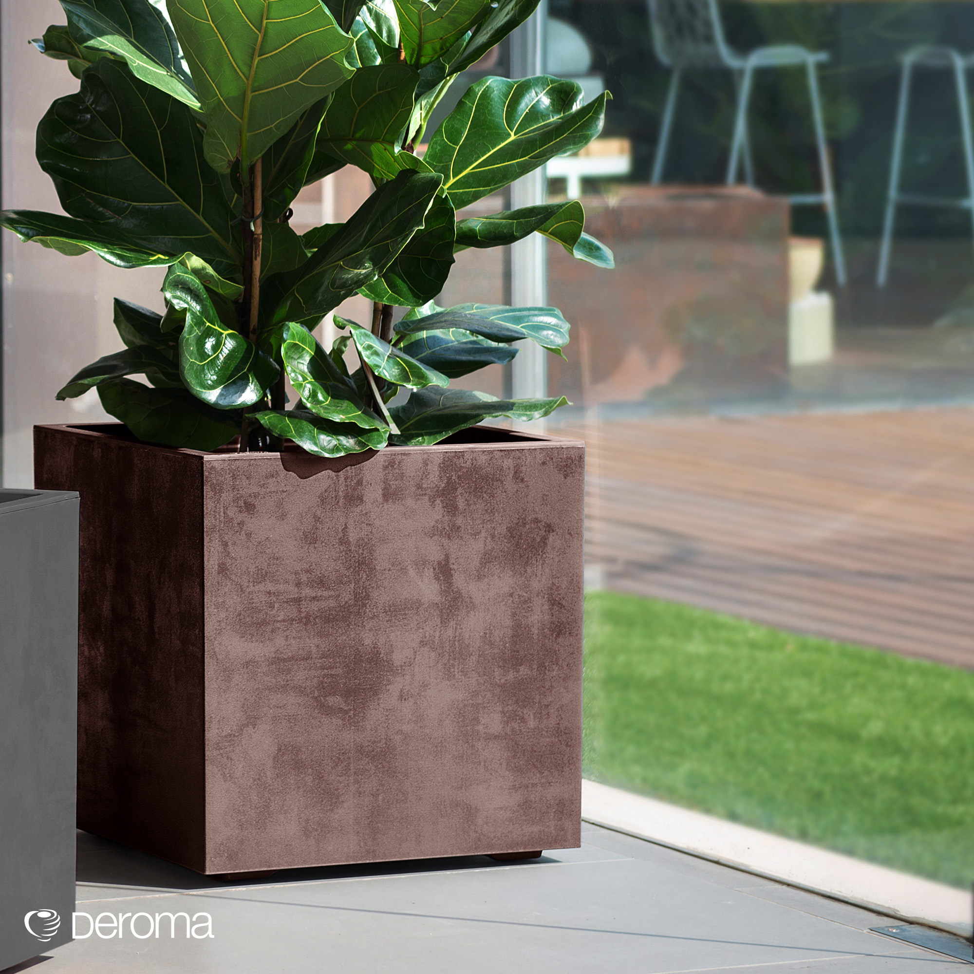 Kruka Deroma Millennium Brownstone Fyrkantig Med Hjul 48 x 49 x 49 cm